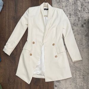 Zara Cream Double-Breasted Blazer